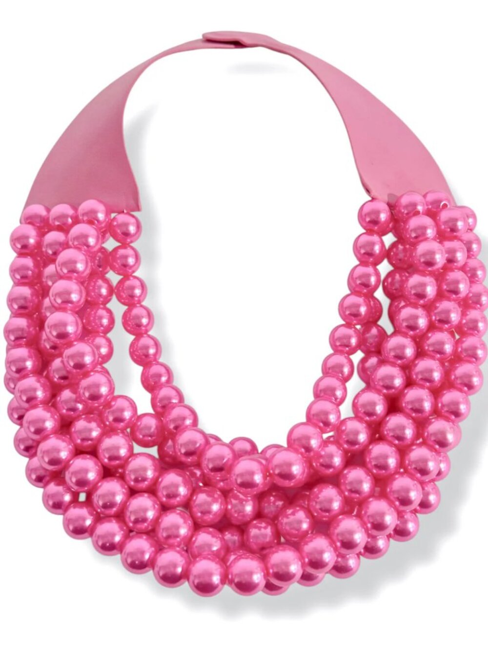 NEW 5 Row SHIMMER Beaded Magnetic Collar Bib Statement Pink Fuchsia Necklace - Picture 4 of 6